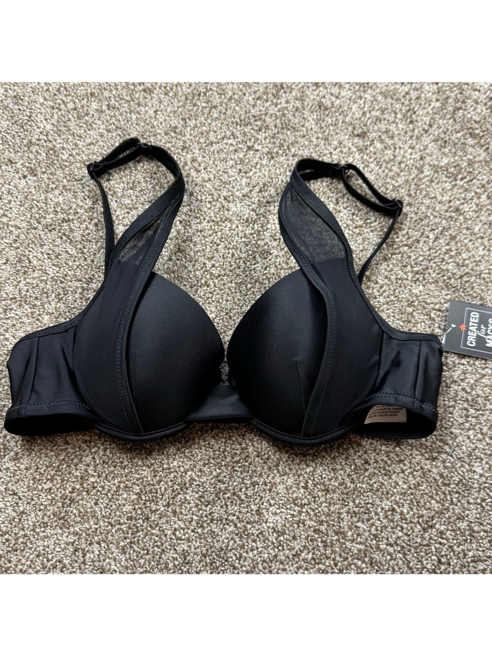 BAR III Bikini Top Molded Cups NWT Size Small Mesh Overlay Pin Up Pushup Sexy